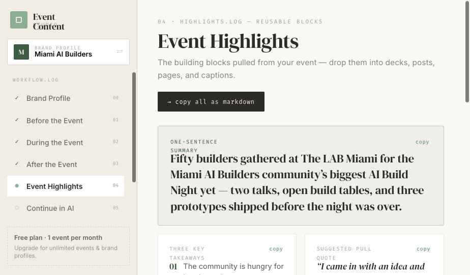Event Highlights — reusable content blocks