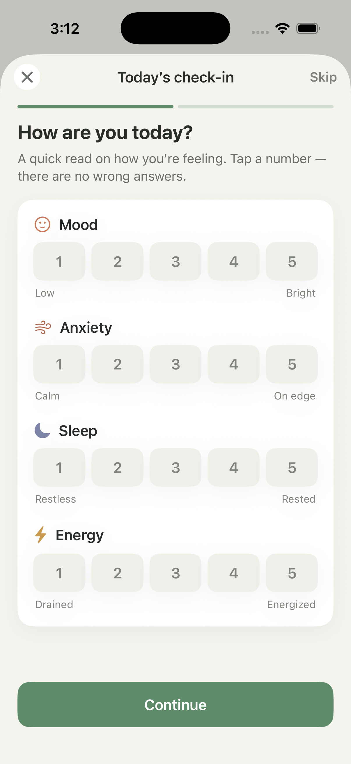 Today's check-in — how are you today